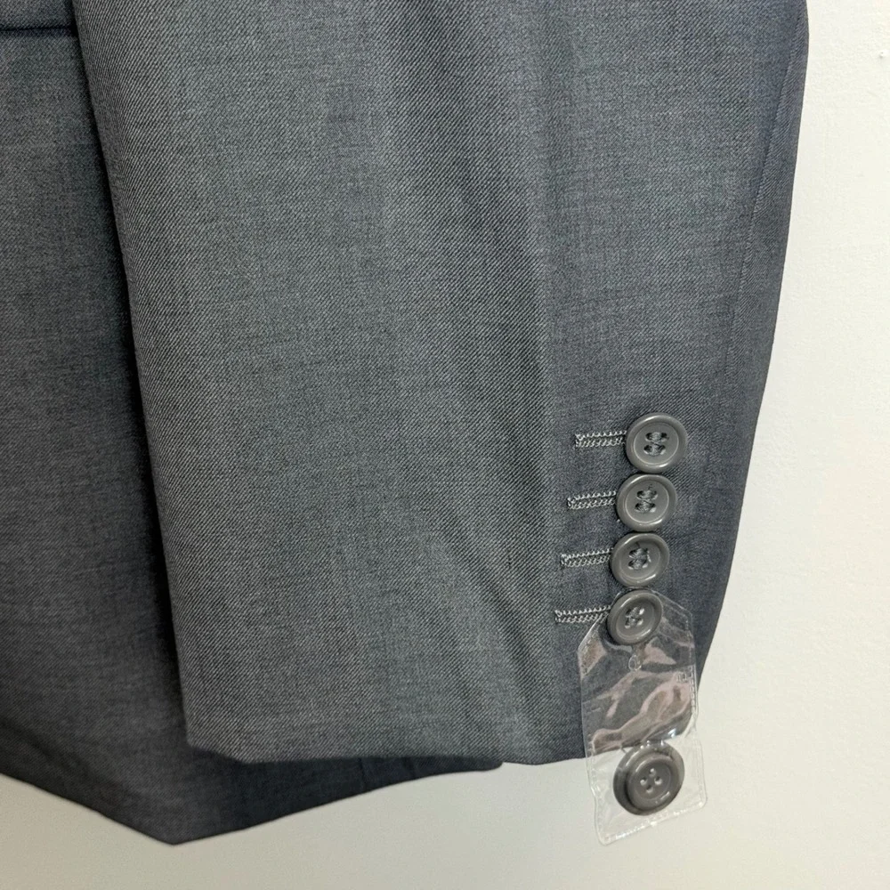 Bespoke Mens 56R Charcoal Grey 2 Button Blazer Jacket Notch Lapel Suit Coat